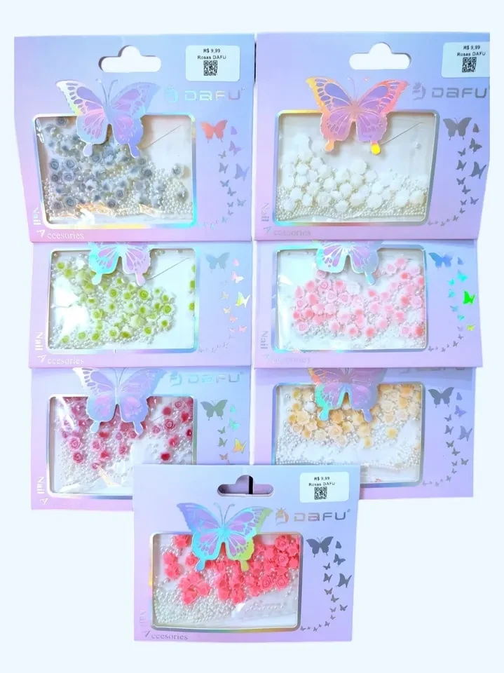 ✨ Decoração 3D DAFU com Rosas e Pérolas – Nail Art Romântica e Sofisticada - 1