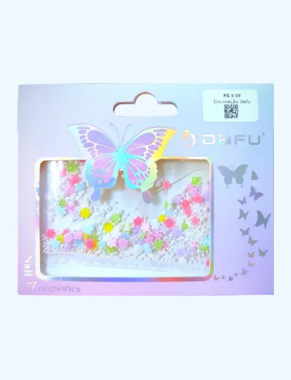 ✨ Decoração 3D DAFU com Flores e Pérolas – Nail Art Delicada e Sofisticada