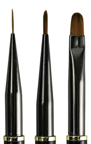 🖌️ Kit 3 Pincéis Nail Art Língua de Gato com Tampa