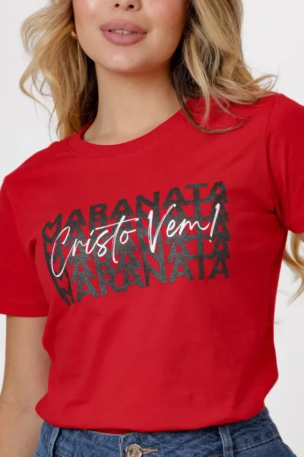 T-shirt Cristo Vem Cor Vermelho Rubi Tam P, M