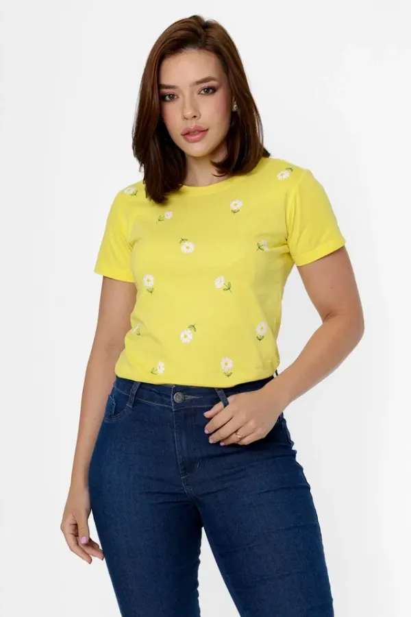 T-shirt Amarela Flores