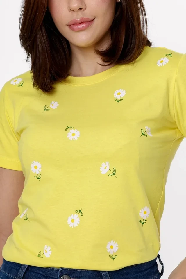 T-shirt Amarela Flores - 2