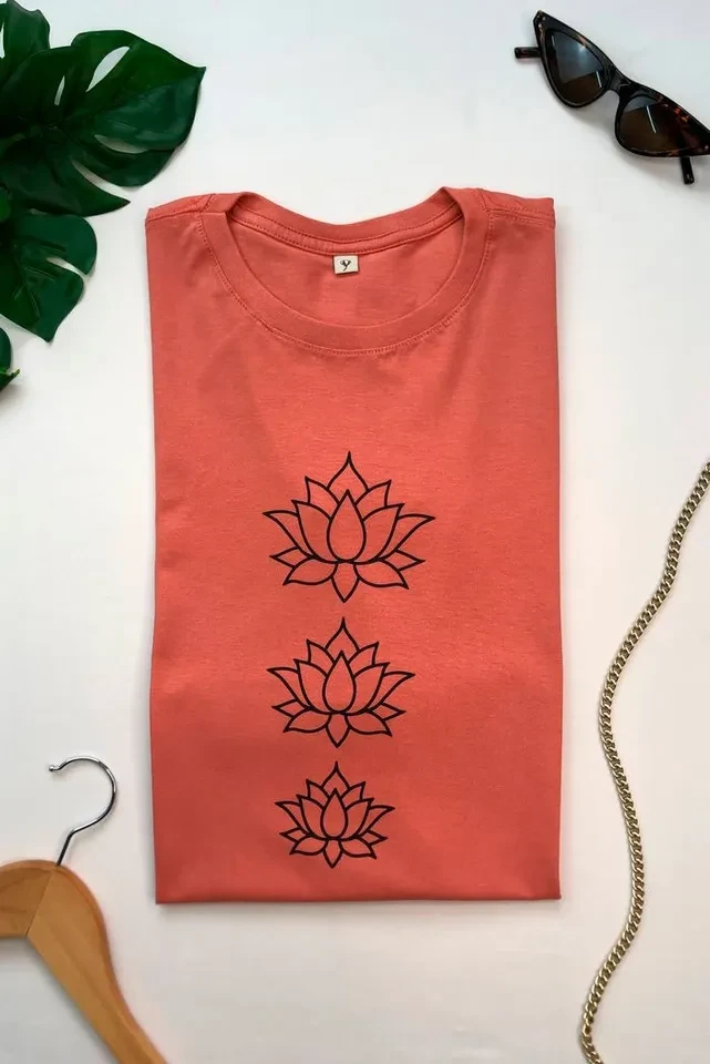 T-Shirt Flor de Lótus Coral - 3
