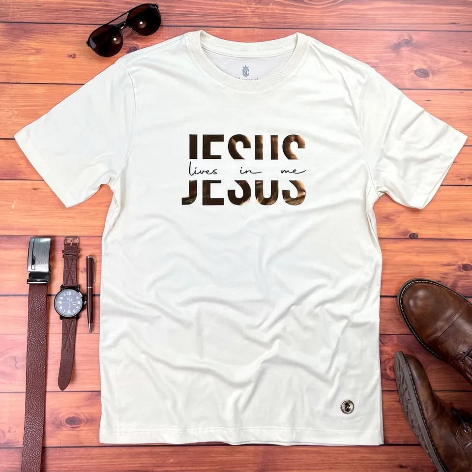 Camiseta Masculina Off White Jesus Lives In Me - 2