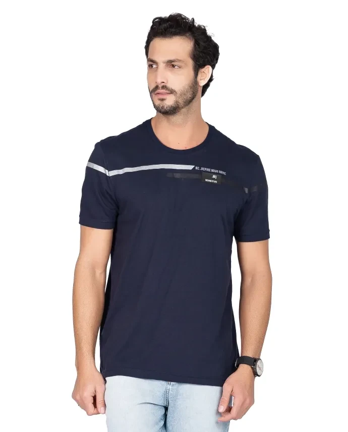 Camiseta Masculina Azul-marinho - 1