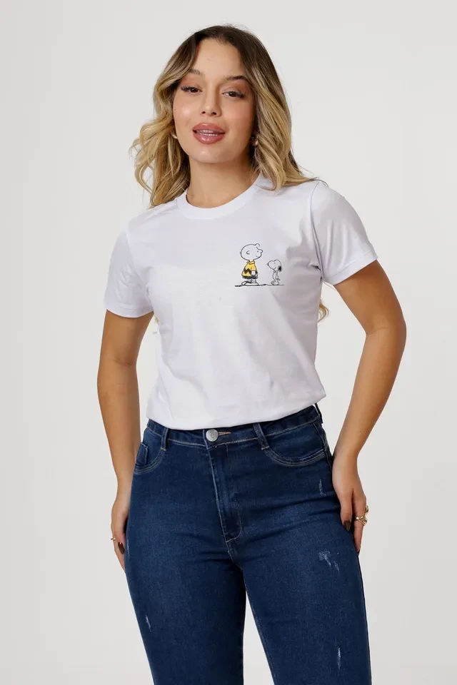T-shirt Snooopy E Charlie Brown No Bolso Tam M - 2