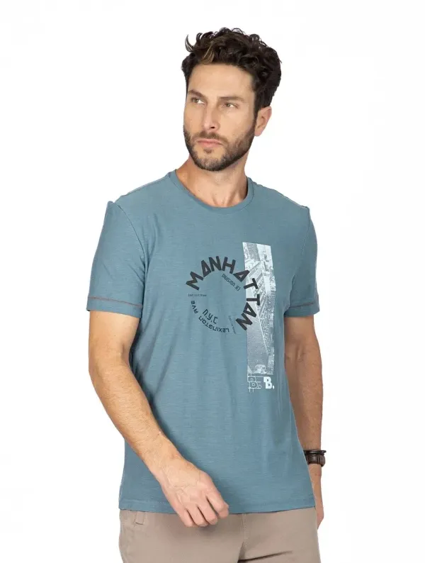 Camiseta Masculina Manhattan Azul