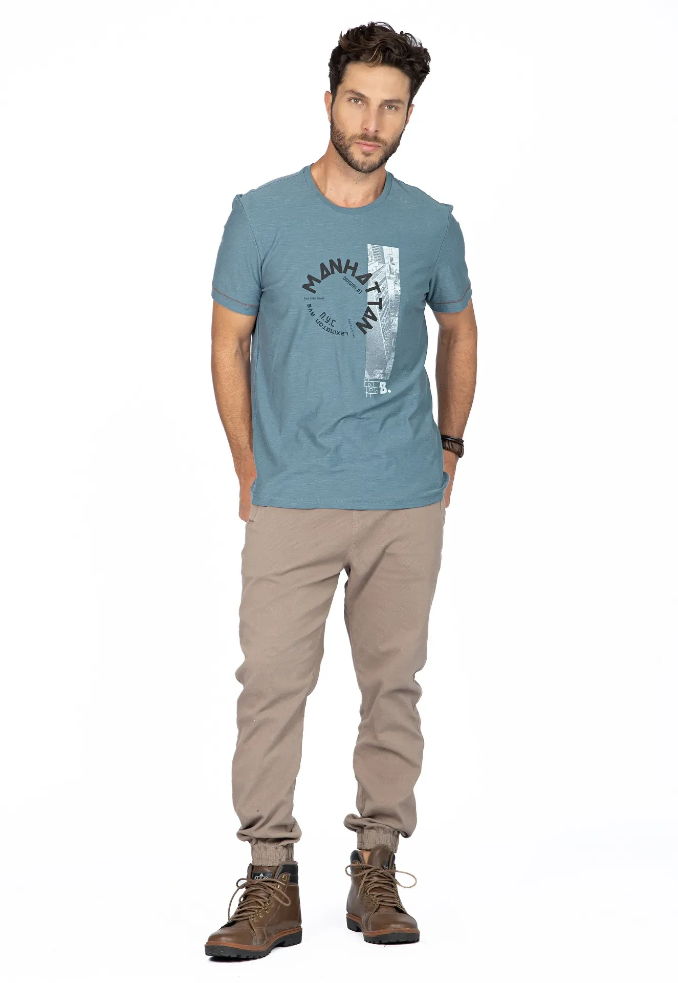 Camiseta Masculina Manhattan Azul - 3