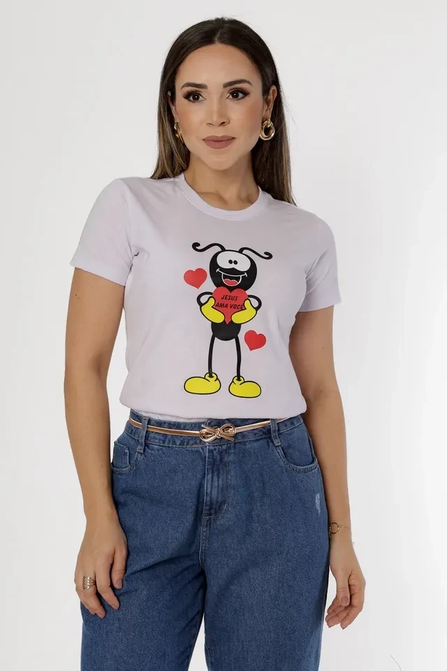 T-shirt Estampada Smilinguido Jesus Ama Você - 1