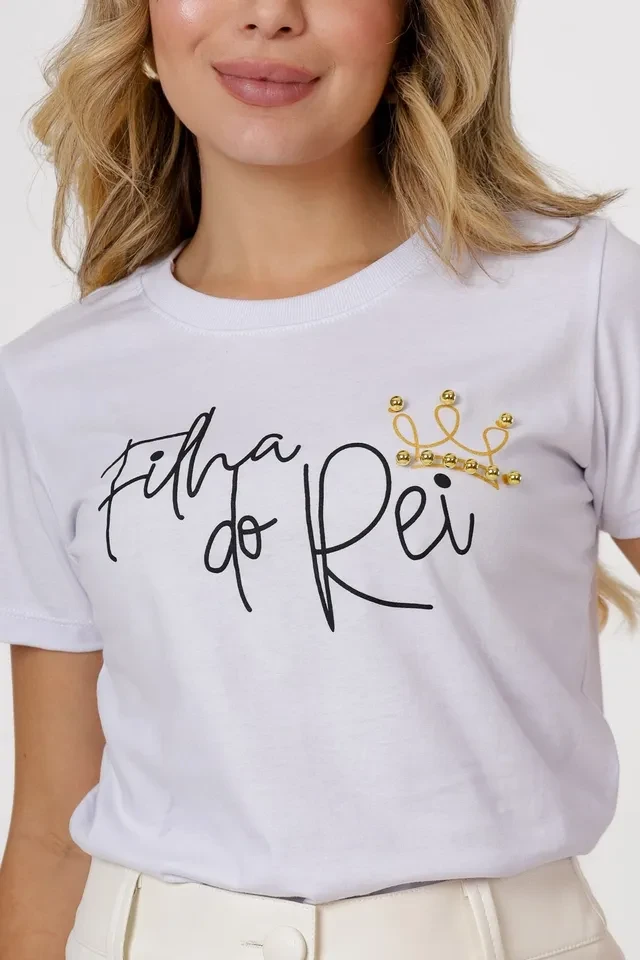 T-shirt Filha Do Rei Coroa Perolas Tam M - 1