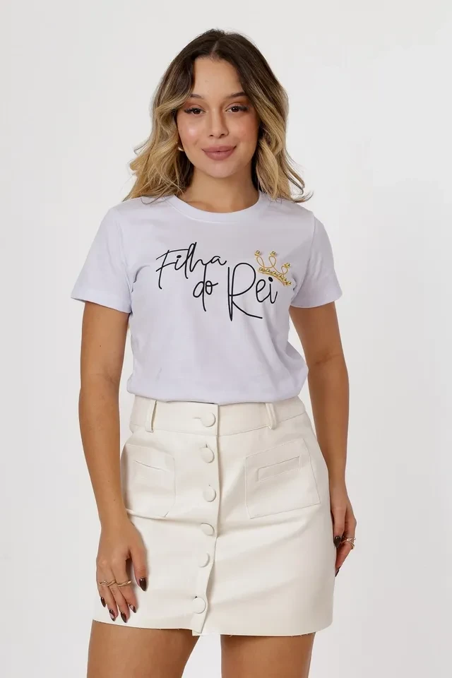 T-shirt Filha Do Rei Coroa Perolas Tam M - 2
