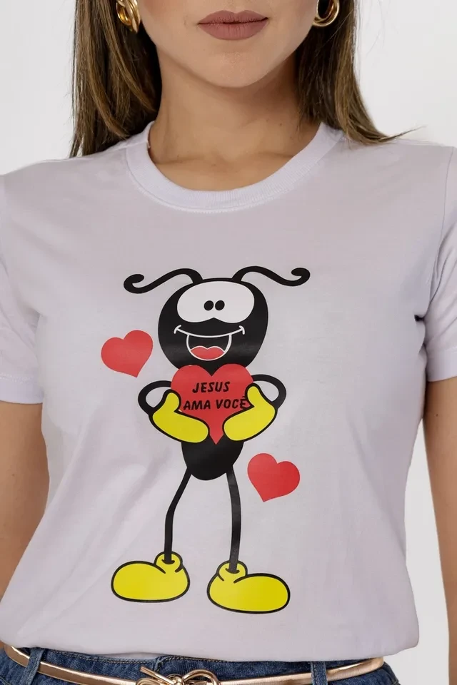 T-shirt Estampada Smilinguido Jesus Ama Você - 2