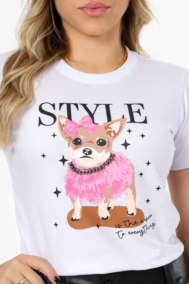 T-shirt Style Is The Answer Ta Every Thing Chihuahua Perolas Tam M - 1