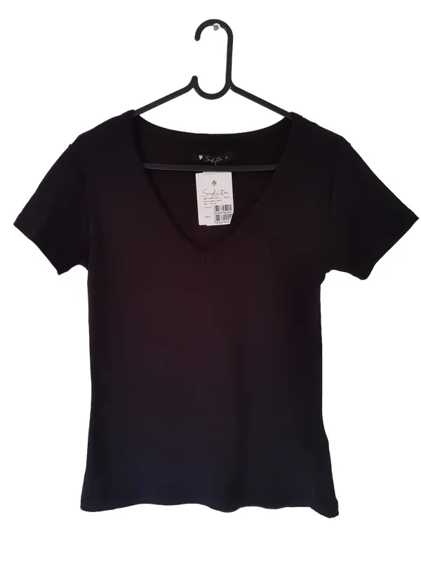 Blusa Gola V Preta Tam P  - 1