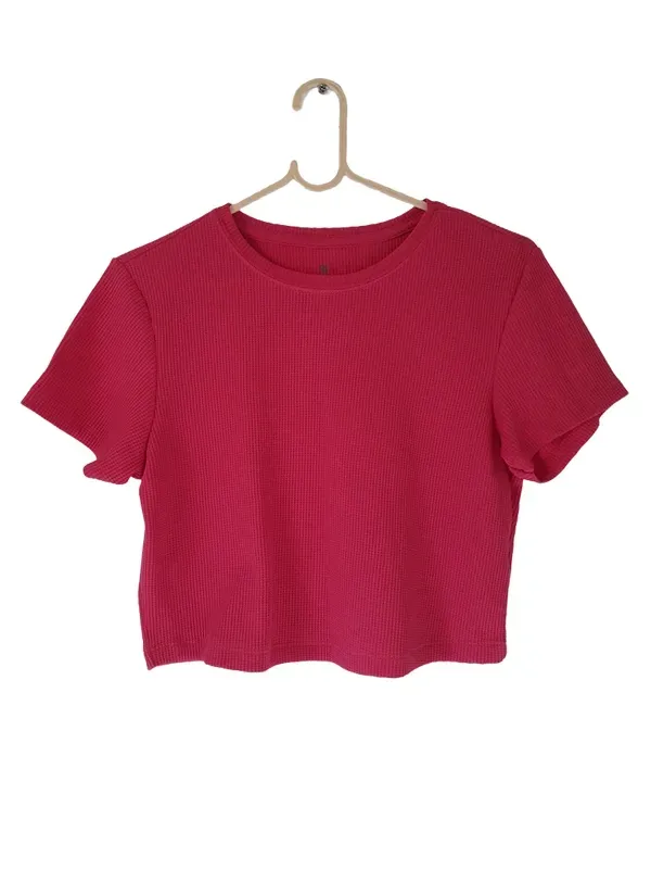 Croped  Gola Redonda Pink
