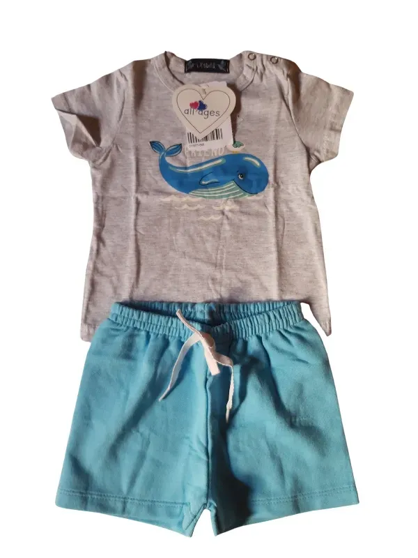 Conjunto Masculino Camiseta Cinza 🐋