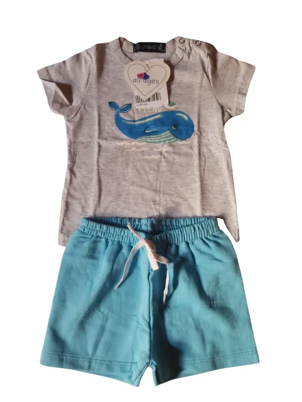 Conjunto Masculino Camiseta Cinza 🐋 - 1