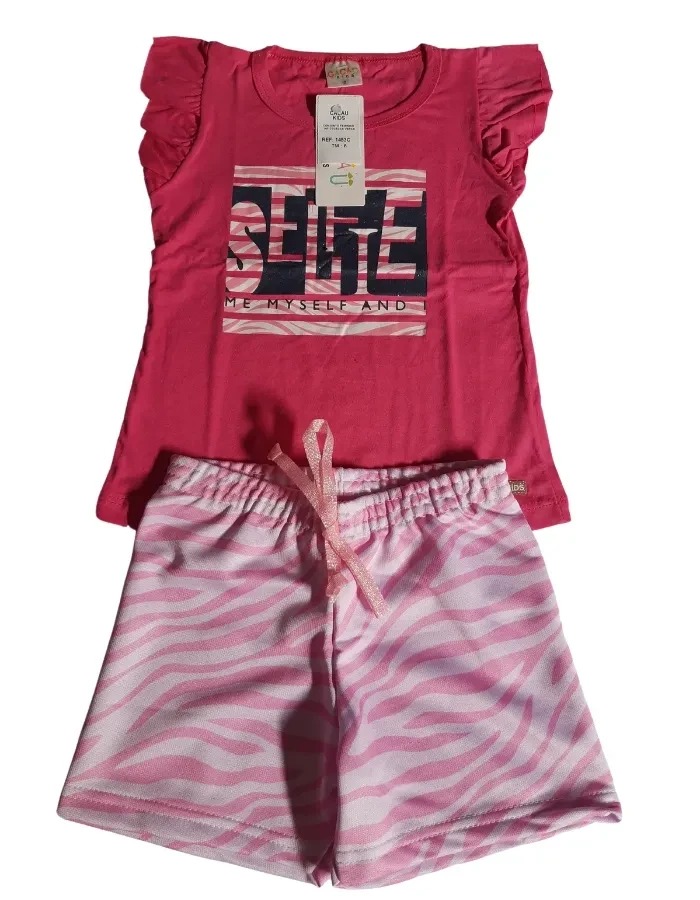 Conjunto Feminino Blusa Rosa Com Silk 10 Anos  - 1