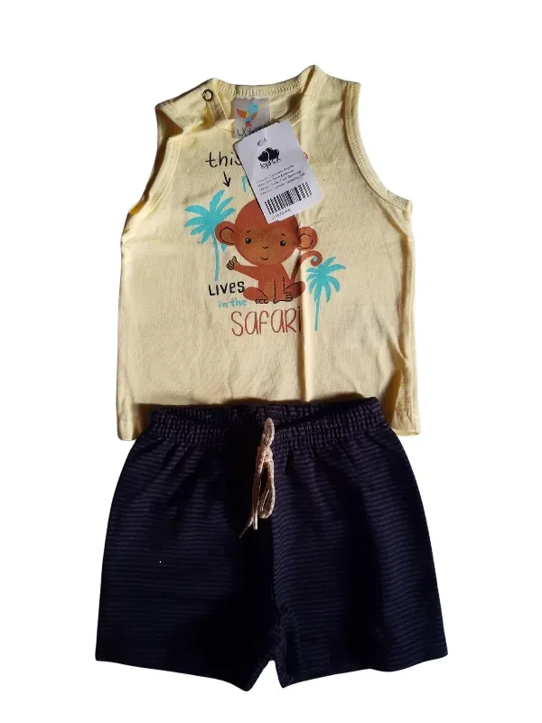 Conjunto Masculino Camiseta Amarela Monkey Safari 🐒