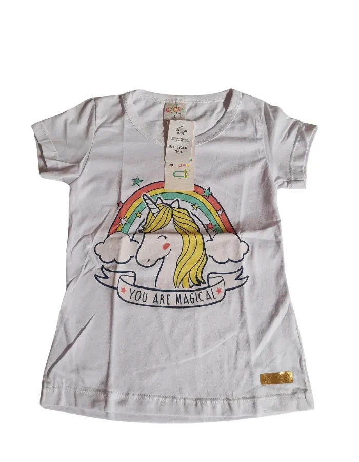 Conjunto Feminino Blusa Branca Desenho Unicórnio 6 Anos🦄 - 2