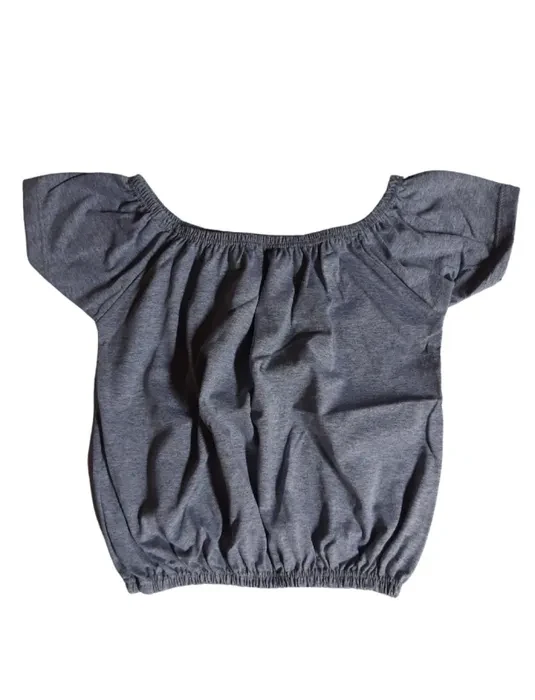 Blusa Manga Curta Ciganinha Cinza 6 Anos - 1