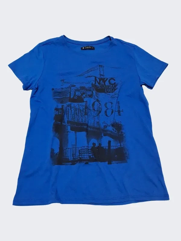 T-shirt Azul Estampa Retrô Tam P - 2