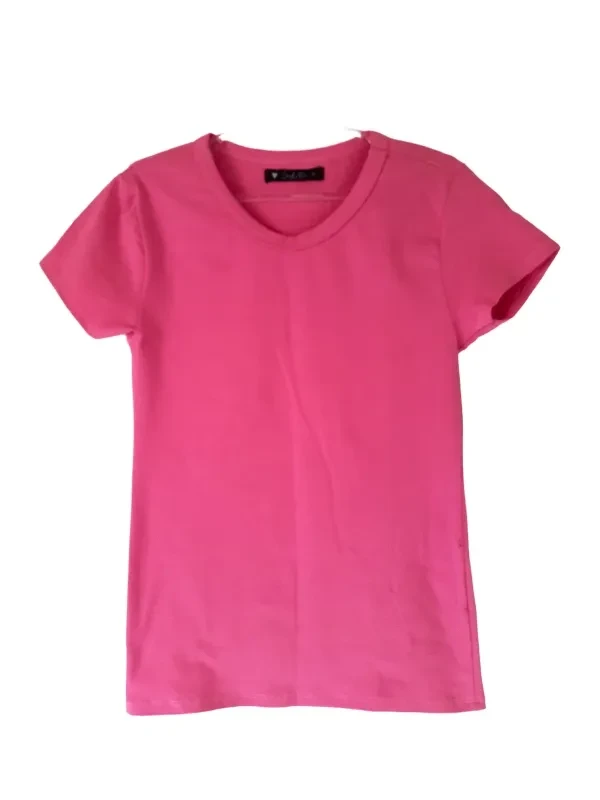 Blusa Gola Redonda Rosa Lisa  - 1