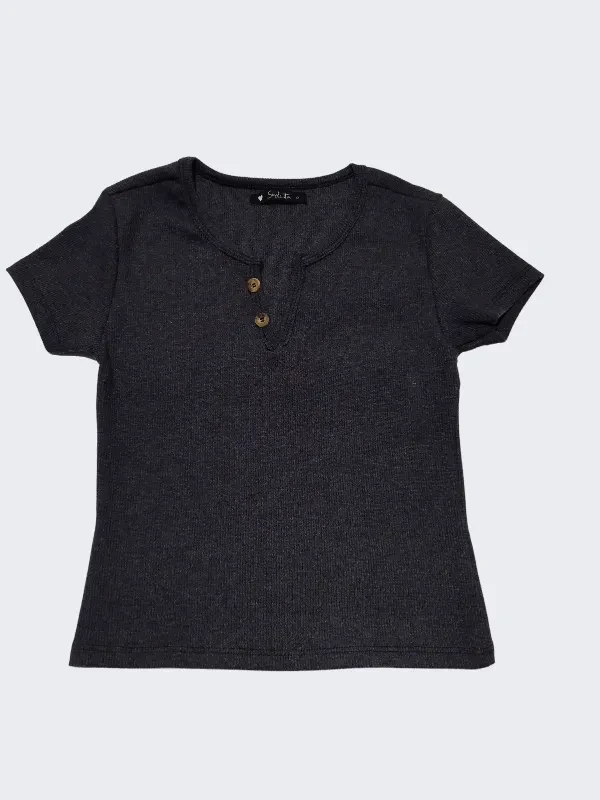 Blusa Com Manga Curta Gola Aberta - 1