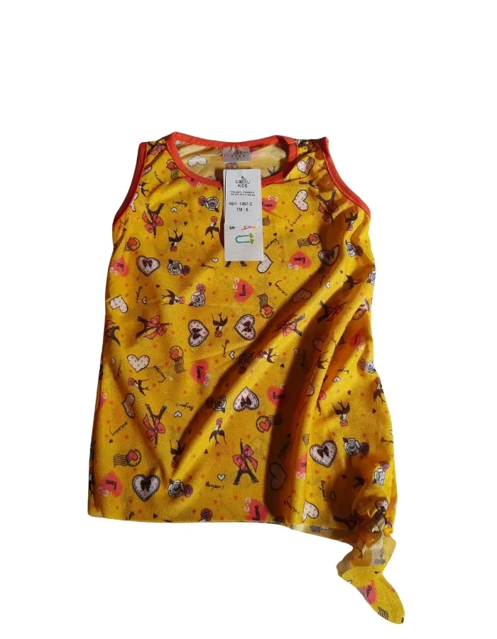 Conjunto Feminino Blusa Amarela Com Desenhos - 2
