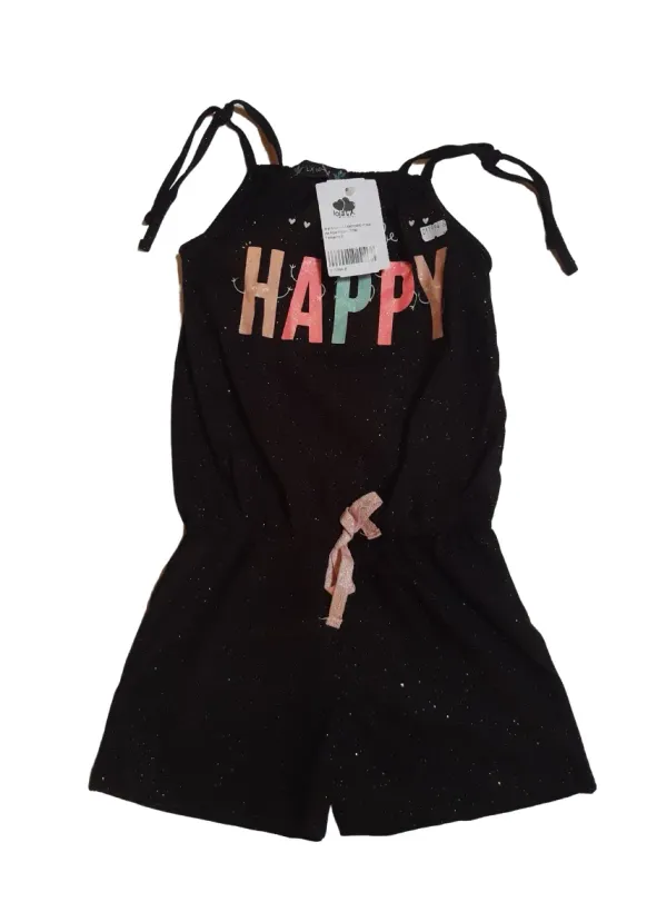 Macaquinho De Alcinha Preto Happy Glitter