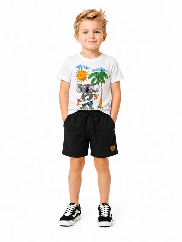 Conjunto Masculino Camiseta Branca Desenho ☀️🌴