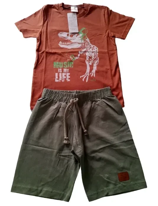 Conjunto Masculino Camiseta Marrom Dinosssauro🦖 - 2