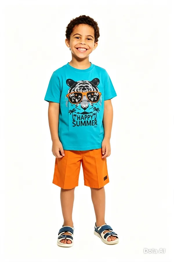 Conjunto Masculino Camiseta Azul Happy Summer