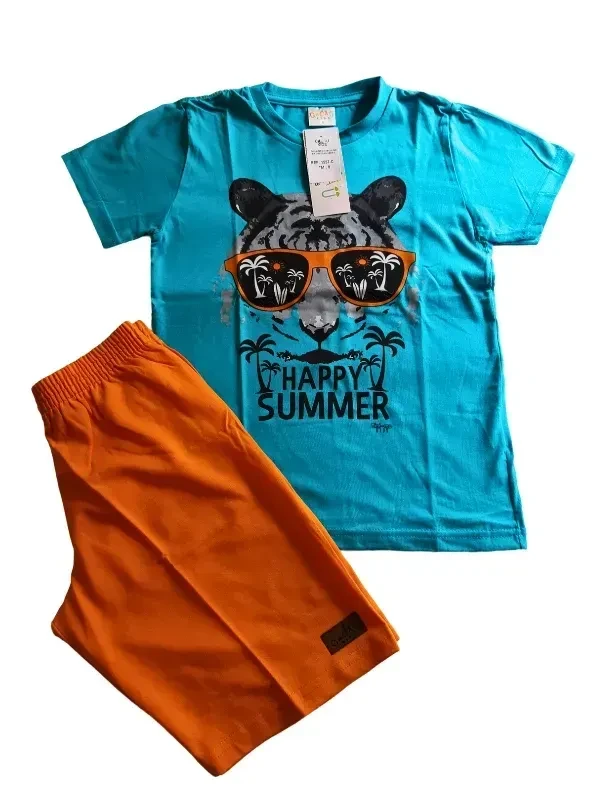 Conjunto Masculino Camiseta Azul Happy Summer - 2