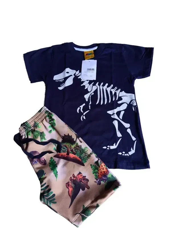 Conjunto Masculino Camiseta Azul Marinho Dinossauro - 2