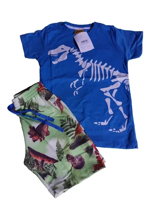 Conjunto Masculino Camiseta Azul Dinossauro - 2