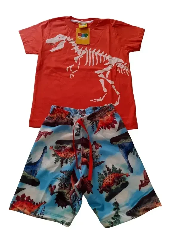 Conjunto Masculino Camiseta Vermelha Dinossauro 🦖 - 2