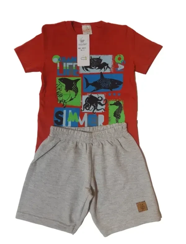 Conjunto Masculino Camiseta Vermelha Ocean Life - 2