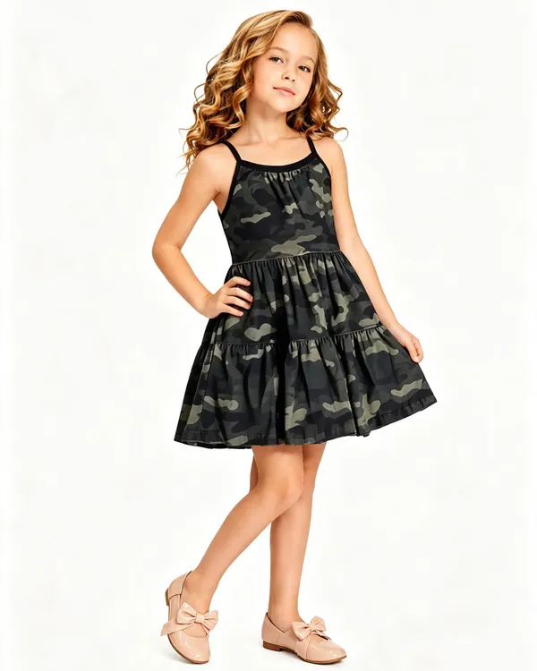 Vestido de Alcinha Estampa Camuflagem  4 Anos 