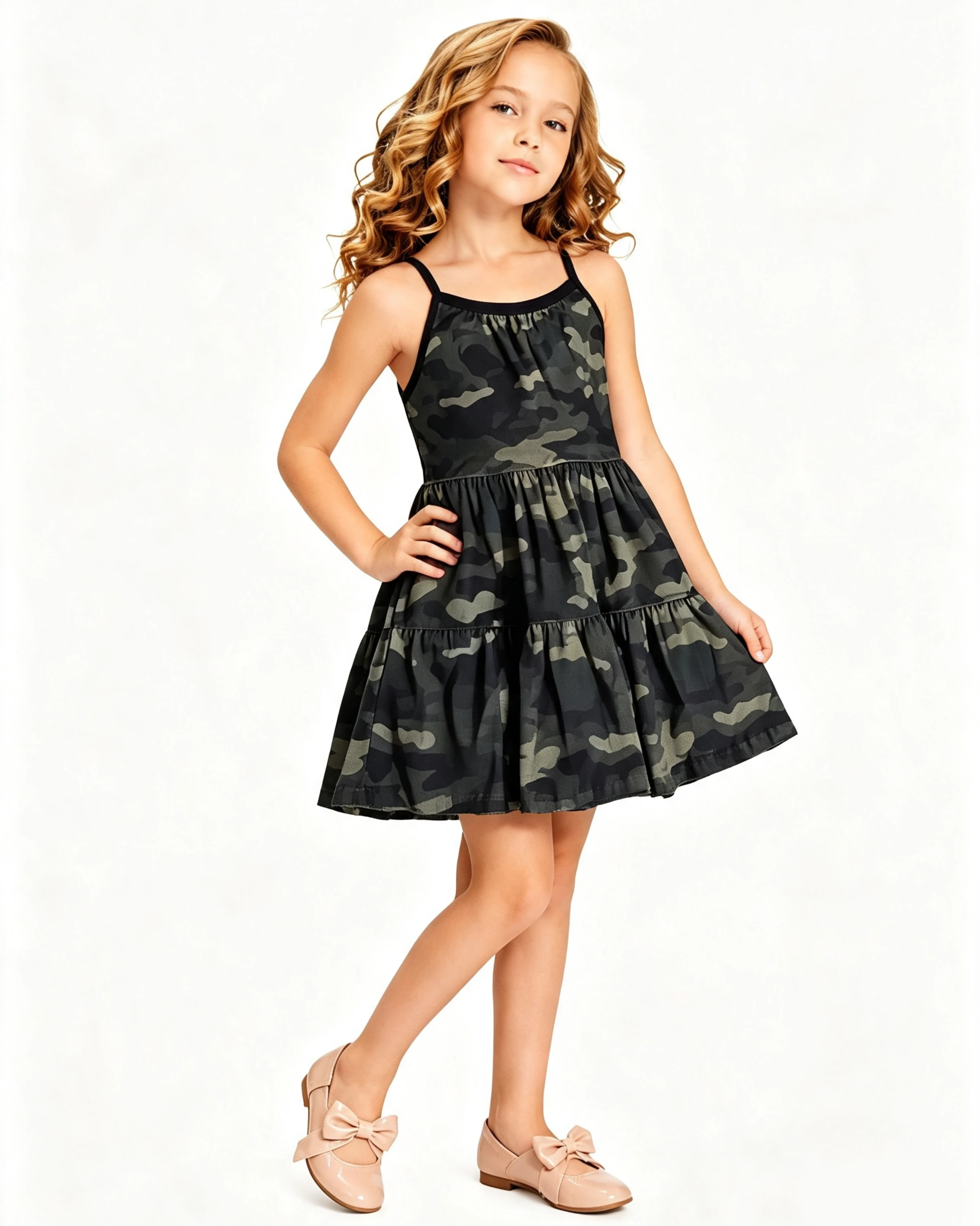 Vestido de Alcinha Estampa Camuflagem  4 Anos  - 1