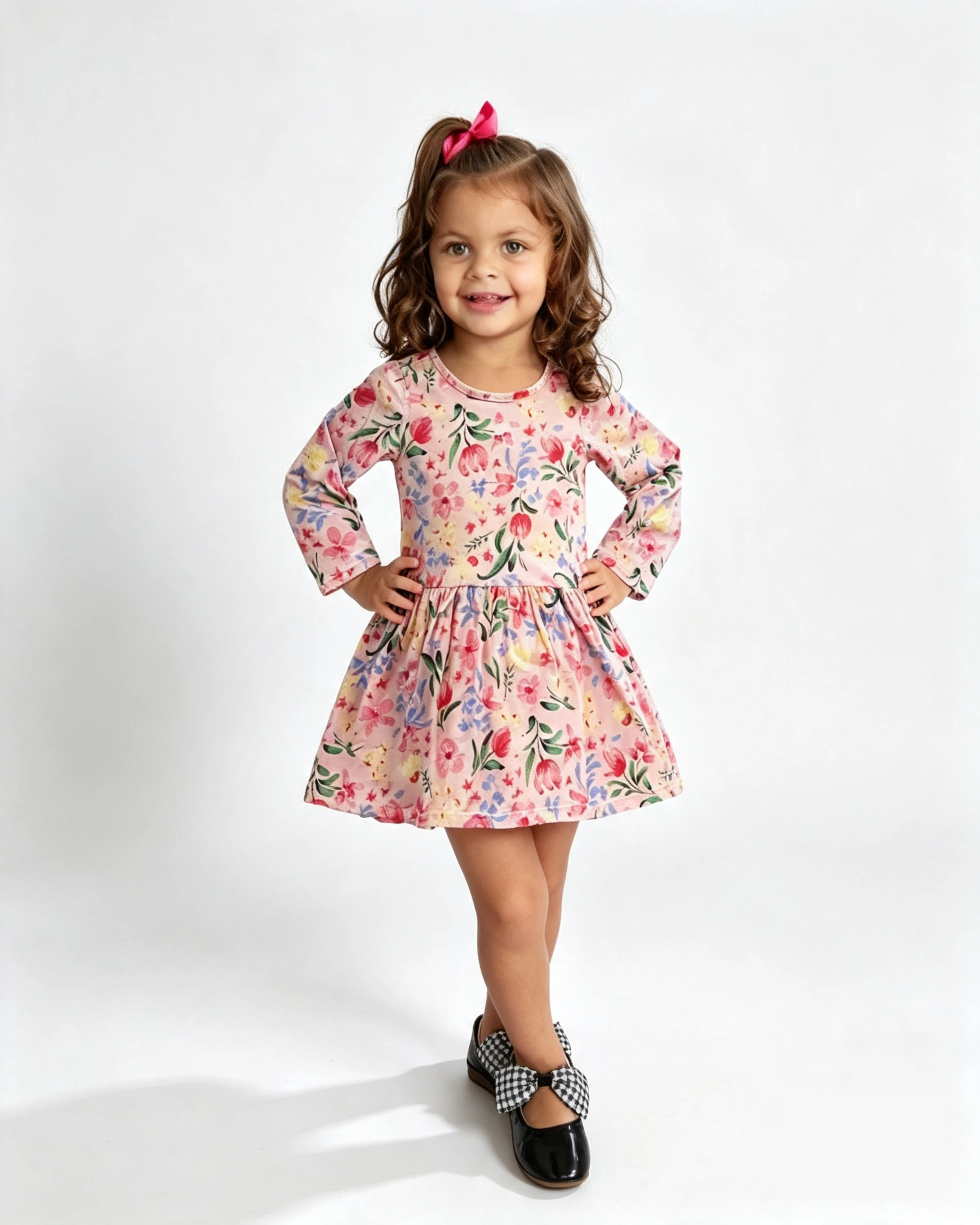 Vestido Estampado Com Mangas   - 1