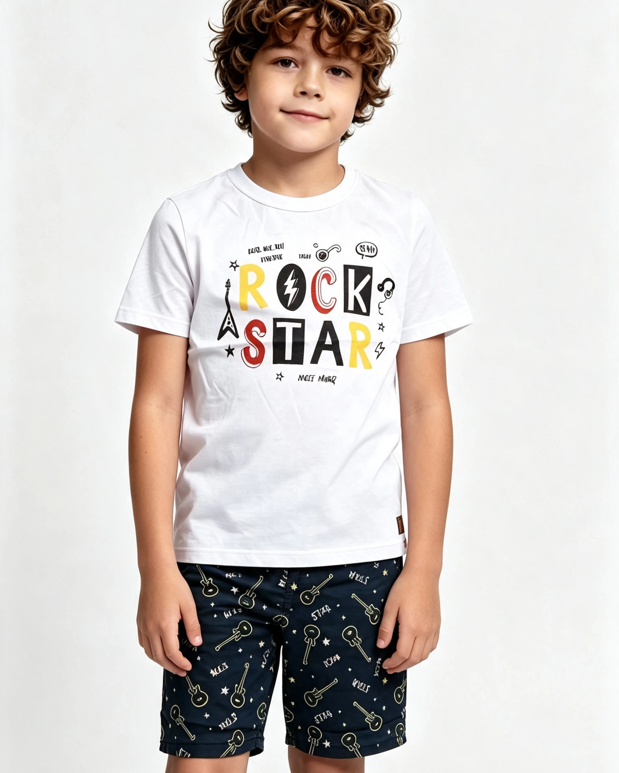 Conjunto Masculino Camiseta Branca Rock Star - 1