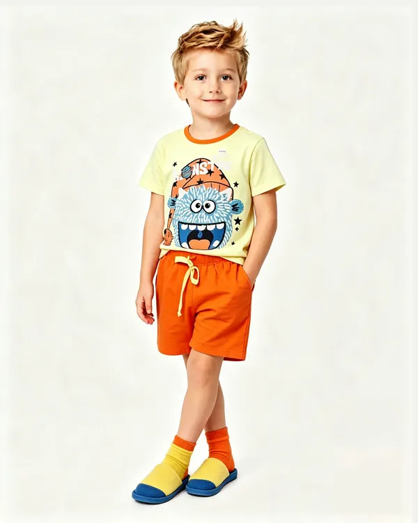Conjunto Pijama Masculino Camiseta Amarela 