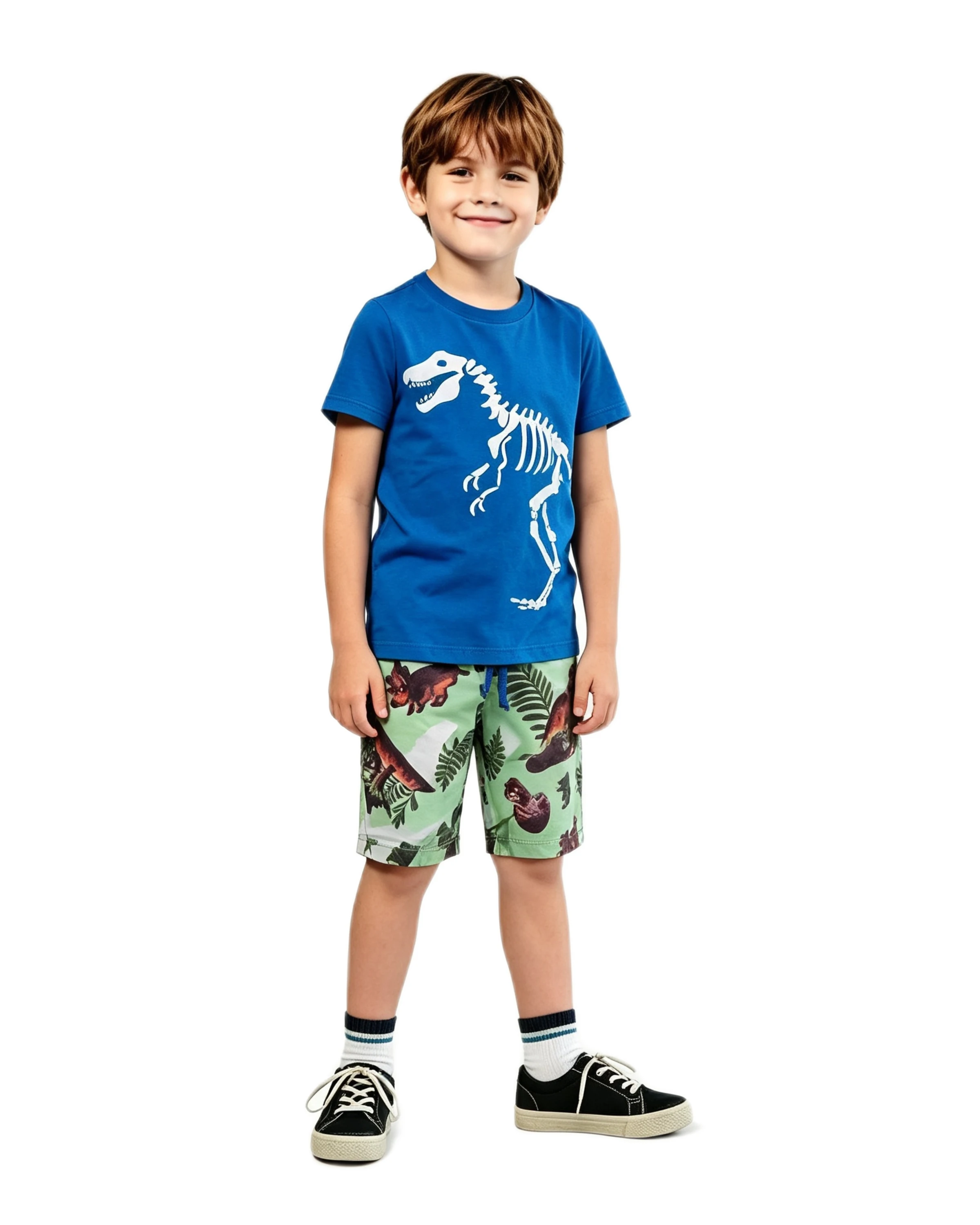 Conjunto Masculino Camiseta Azul Dinossauro - 1