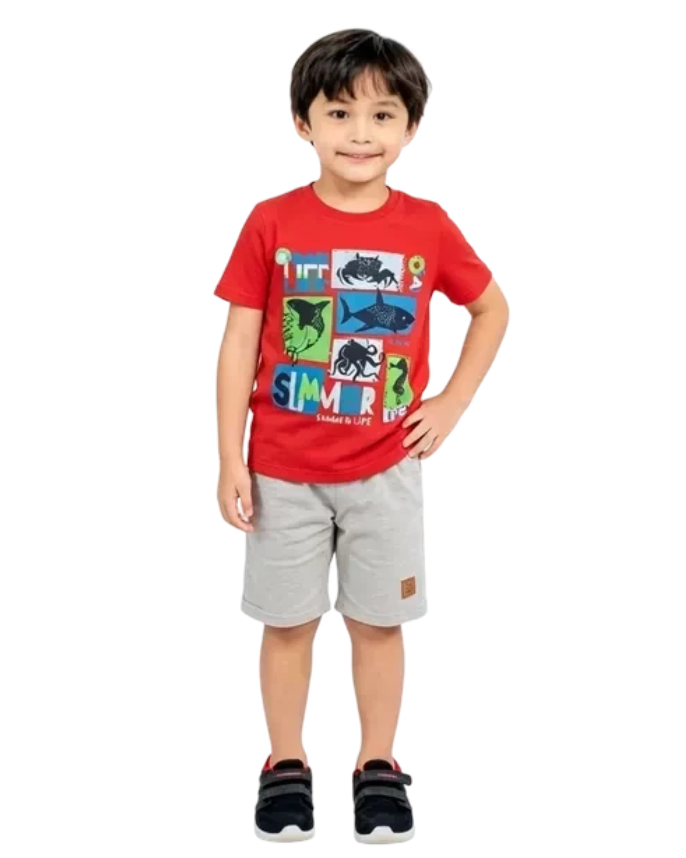 Conjunto Masculino Camiseta Vermelha Ocean Life - 1