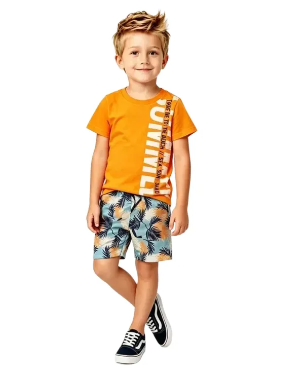 Conjunto Masculino Camiseta Laranja Summer