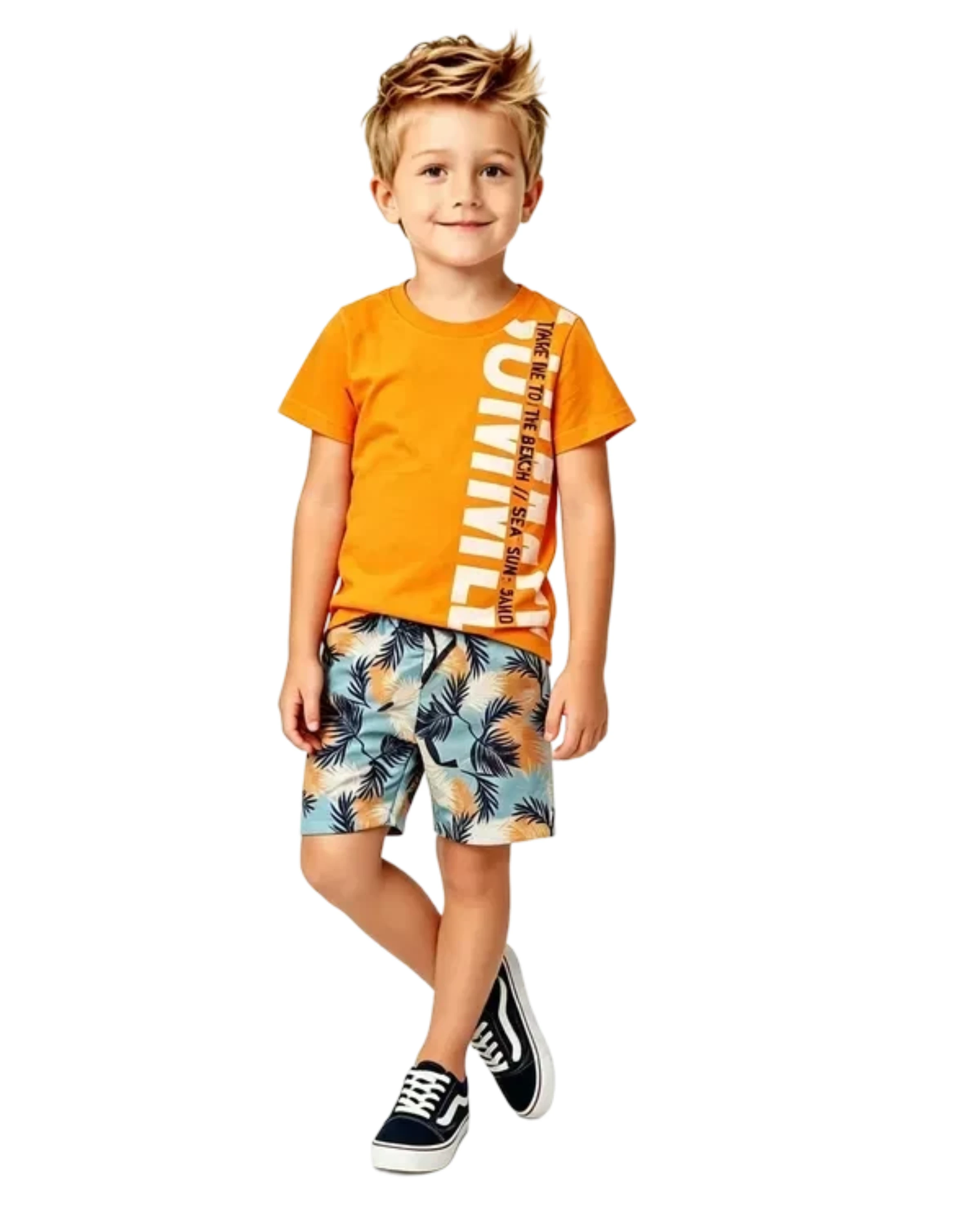 Conjunto Masculino Camiseta Laranja Summer - 1