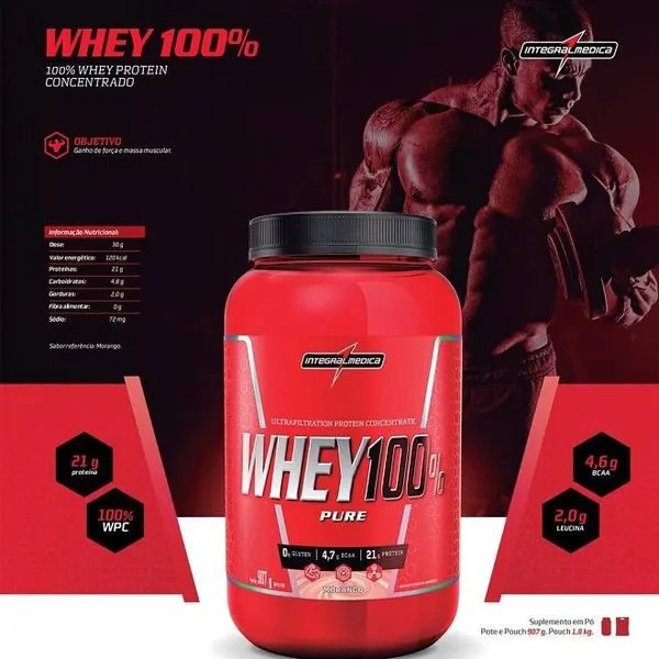 Whey Protein 100% Pure 907g - Integral Médica