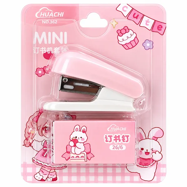 Mini Grampeador Cute + Grampos 2 em 1