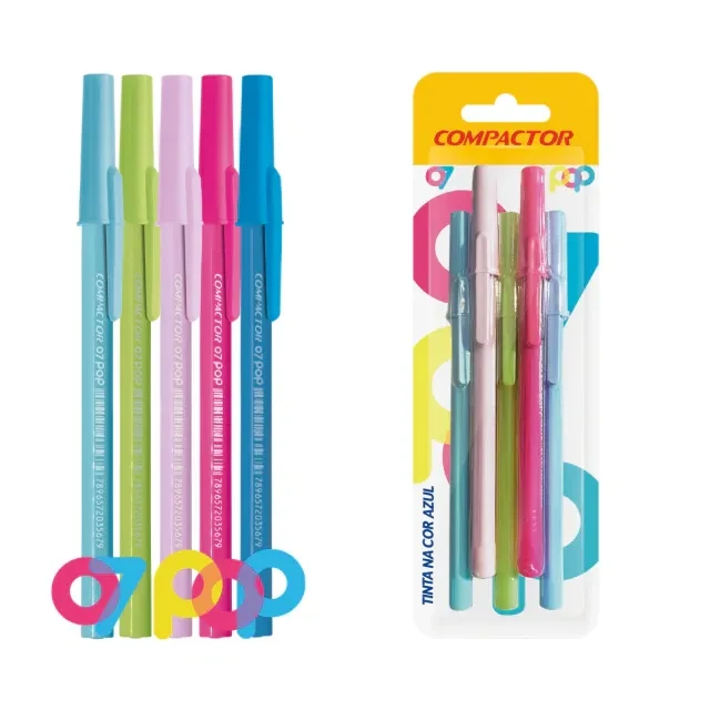 Caneta Esferográfica 07 Pop 0.8 mm Blister com 5 Unidades - COMPACTOR - 1